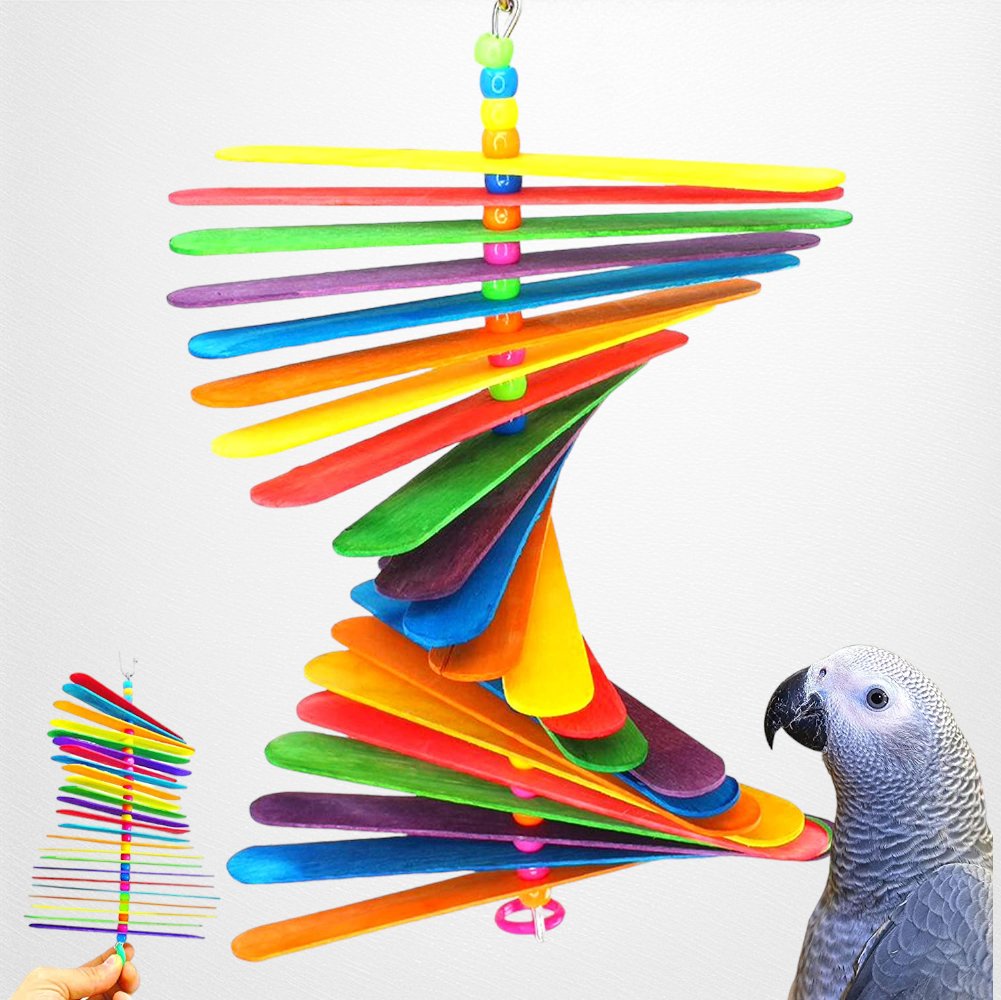 Bonka Bird Toys Colorful Wood Parrot Chew Bird Toy Quill Roost