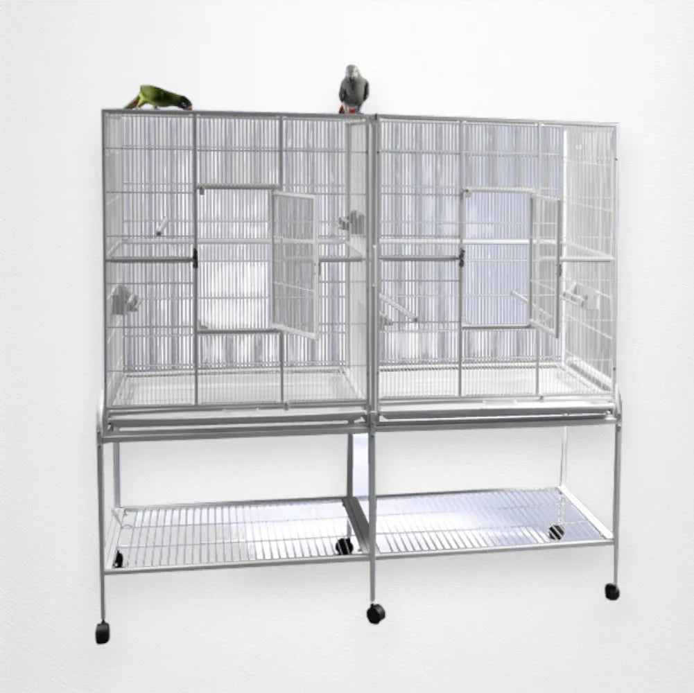 A & E Cage Co - Double Flight Bird Cage with Divider, 64"x21"x65" - Quill & Roost