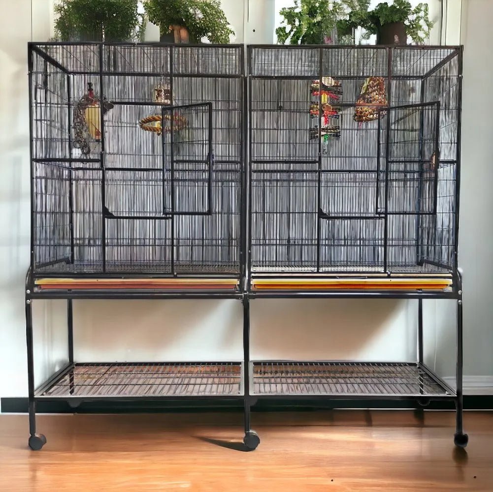 A & E Cage Co - Double Flight Bird Cage with Divider, 64"x21"x65" - Quill & Roost