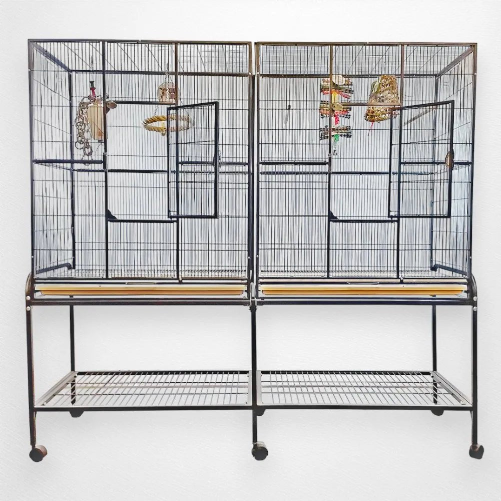 A & E Cage Co - Double Flight Bird Cage with Divider, 64"x21"x65" - Quill & Roost