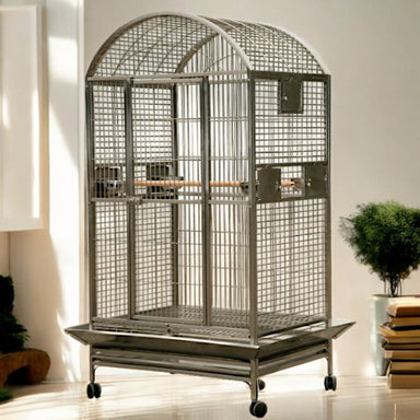 A & E Cage Co - Extra Large Stainless Steel Dome Top Bird Cage, 40"x30"x75" - Quill & Roost