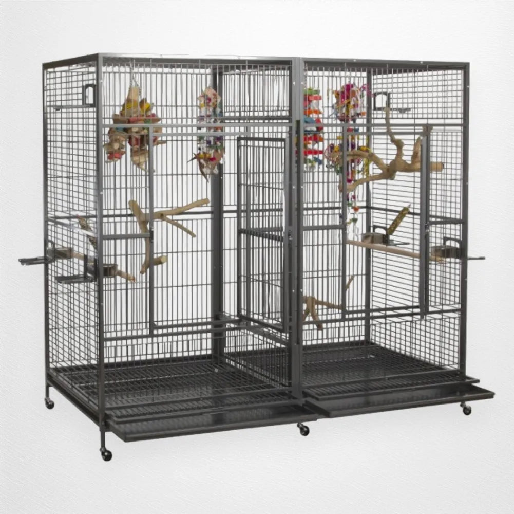 A & E Cage Co - Flat Top Double Macaw Bird Cage w/ Divider - Quill & Roost