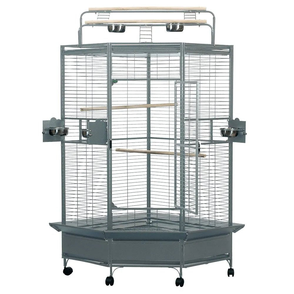 A & E Cage Co - Large Corner Bird Cage with Play Top, 33''x33''x72'' - Quill & Roost