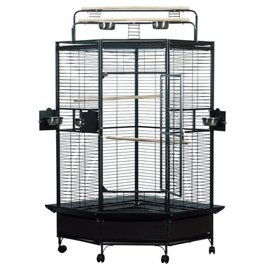 A & E Cage Co - Large Corner Bird Cage with Play Top, 33''x33''x72'' - Quill & Roost