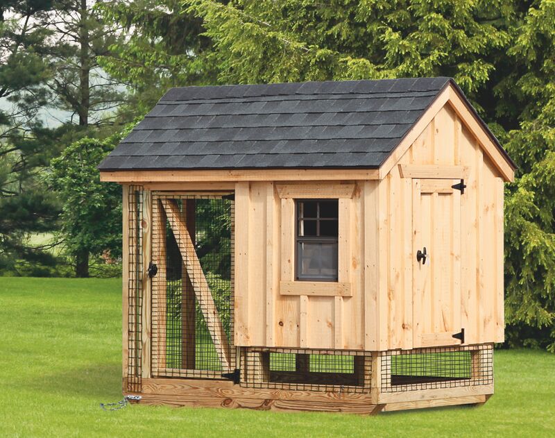 A - Frame Combination Chicken Coop w/ Attached Run - 4'x6' - Quill & Roost