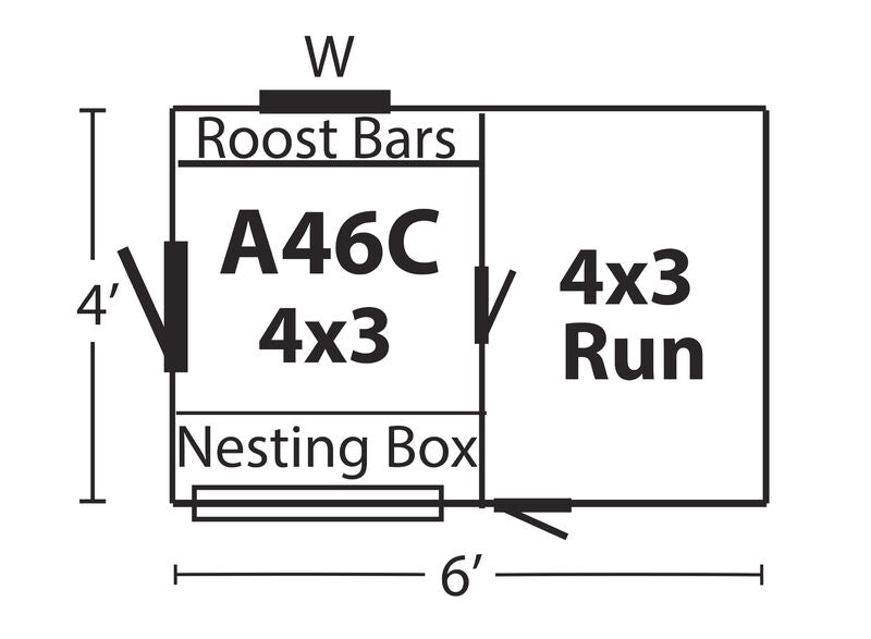 A - Frame Combination Chicken Coop w/ Attached Run - 4'x6' - Quill & Roost