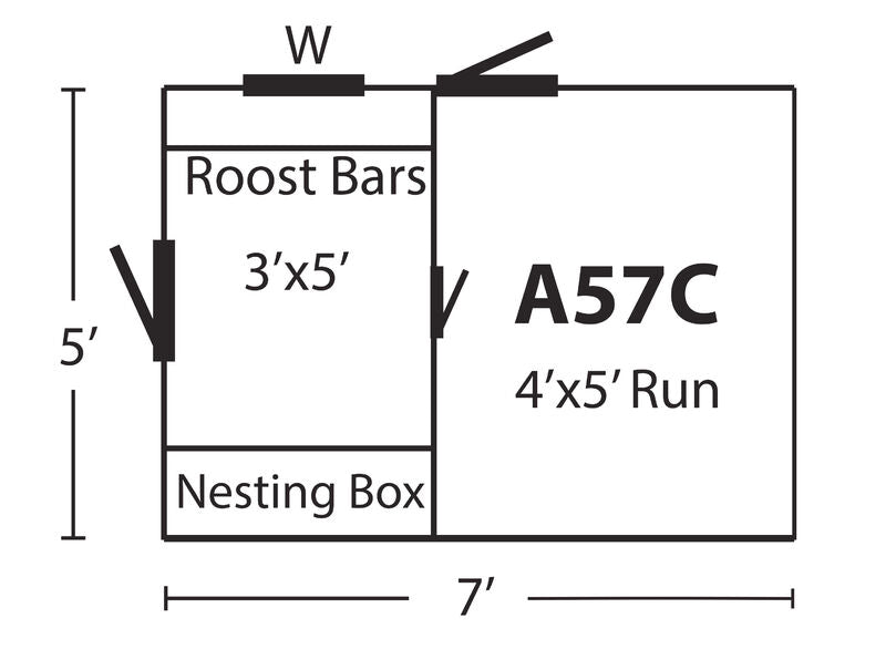 A - Frame Combination Chicken Coop w/ Attached Run - 5'x7' - Quill & Roost