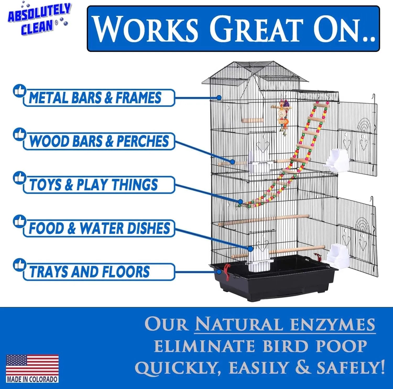 Amazing Bird Cage Cleaner and Deodorizer, Set of 2 (16oz) - Quill & Roost