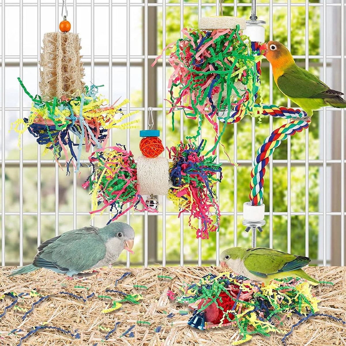 Interactive Bird Toys for Shredding and Foraging 4pcs Quill Roost