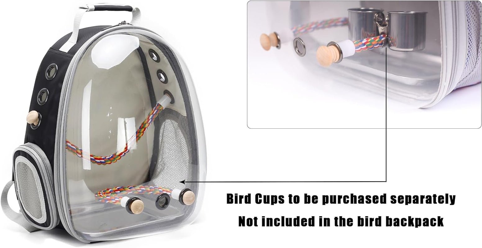 Bird Travel Backpack Carrier with Stainless Steel Tray and Standing Perch - Quill & Roost