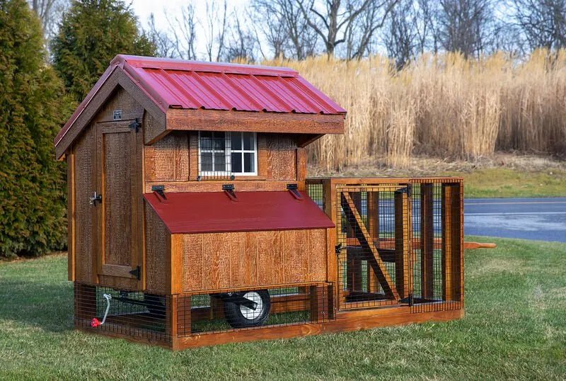 Chicken Tractor Coop/Mobile Chicken Coop with Attached Run - 3'x4' - Quill & Roost