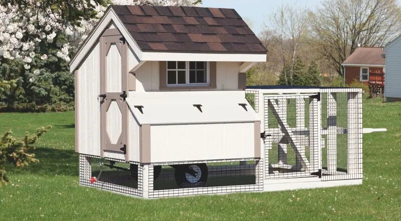 Chicken Tractor Coop/Mobile Chicken Coop with Attached Run - 4'x4' - Quill & Roost