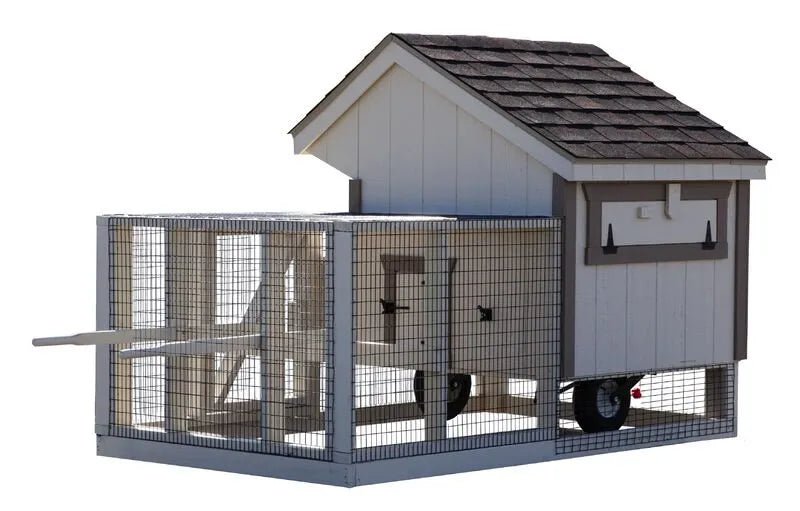 Chicken Tractor Coop/Mobile Chicken Coop with Attached Run - 4'x4' - Quill & Roost