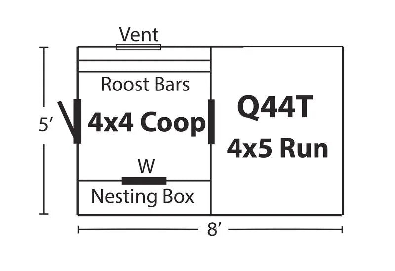 Chicken Tractor Coop/Mobile Chicken Coop with Attached Run - 4'x4' - Quill & Roost