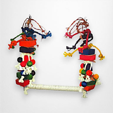 Colorful Bird Rope Swing with Blocks & Leather, Med and Lrg - Quill & Roost