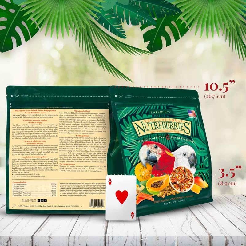 Lafeber Tropical Fruit Nutri-Berries Macaw & Cockatoo Food - 3 lbs - Quill & Roost