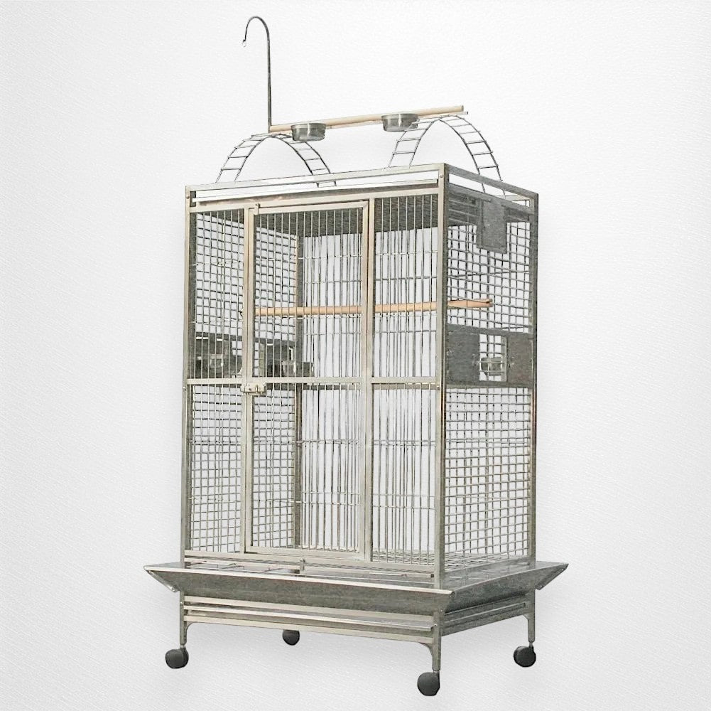 large-stainless-steel-parrot-cage-front-view