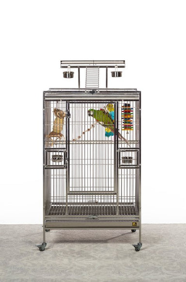 Prevue Medium Stainless Steel Play Top Bird Cage, 24"Lx22"Wx61"H - Quill & Roost