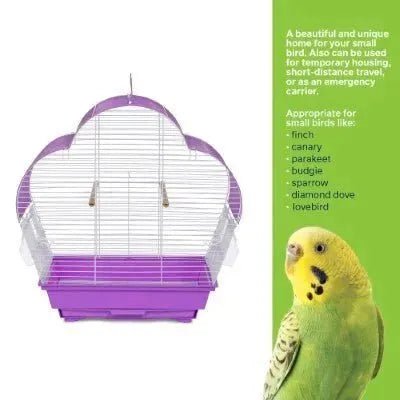 Prevue Palm Beach Scallop Roof Budgie Cage, Purple & White - Quill & Roost