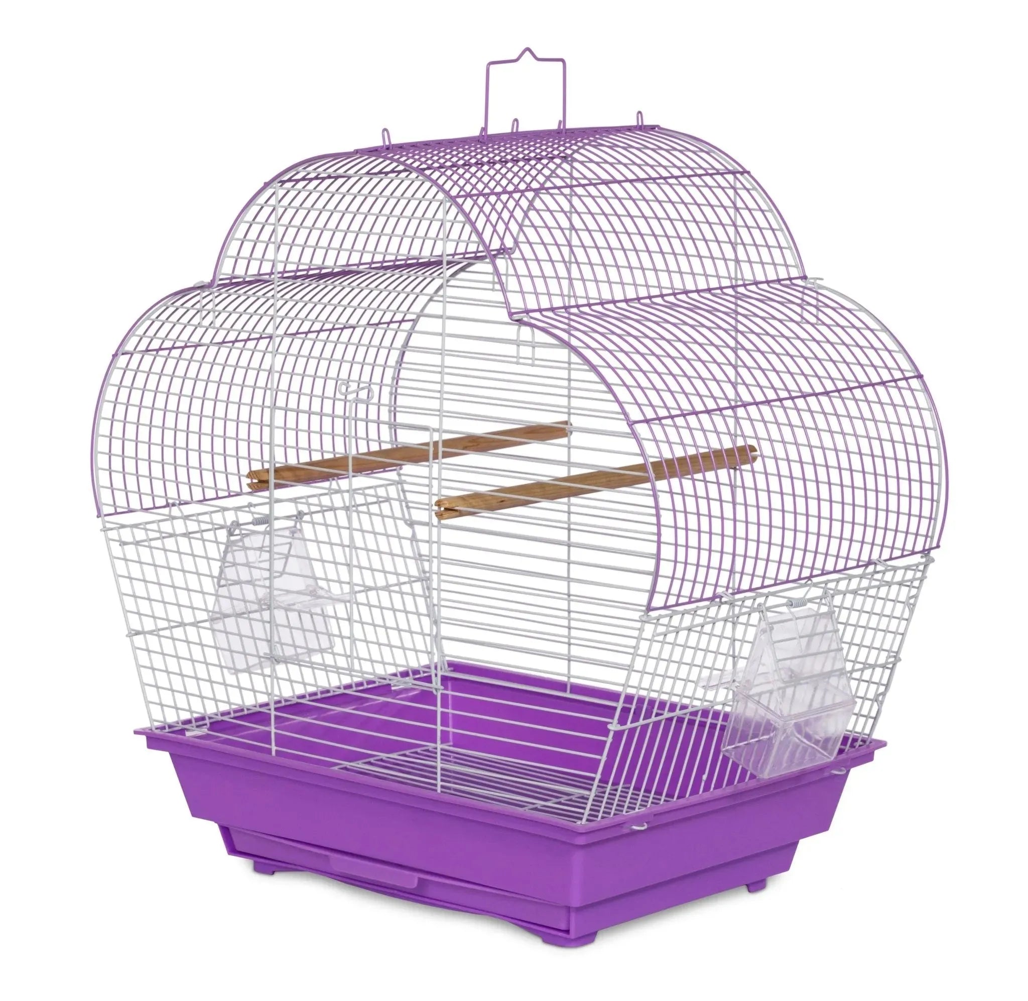 Prevue Palm Beach Scallop Roof Budgie Cage, Purple & White - Quill & Roost