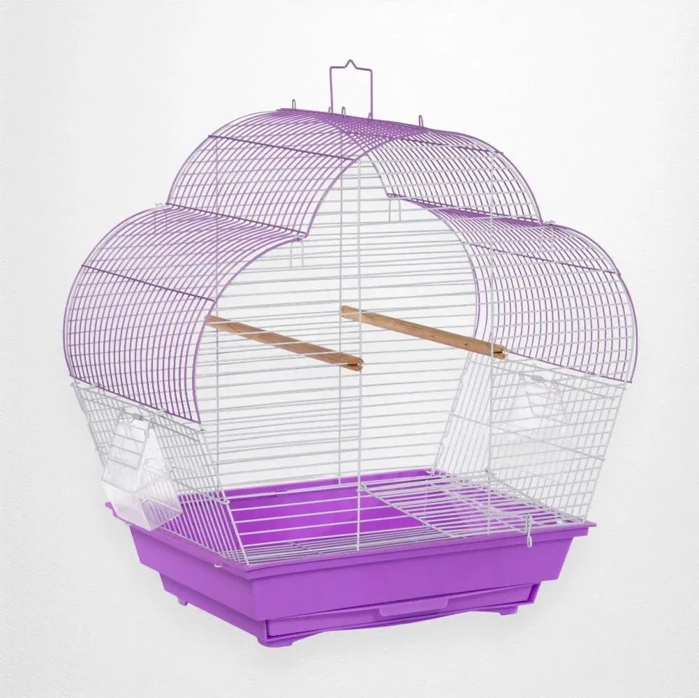 Prevue Palm Beach Scallop Roof Budgie Cage, Purple & White - Quill & Roost