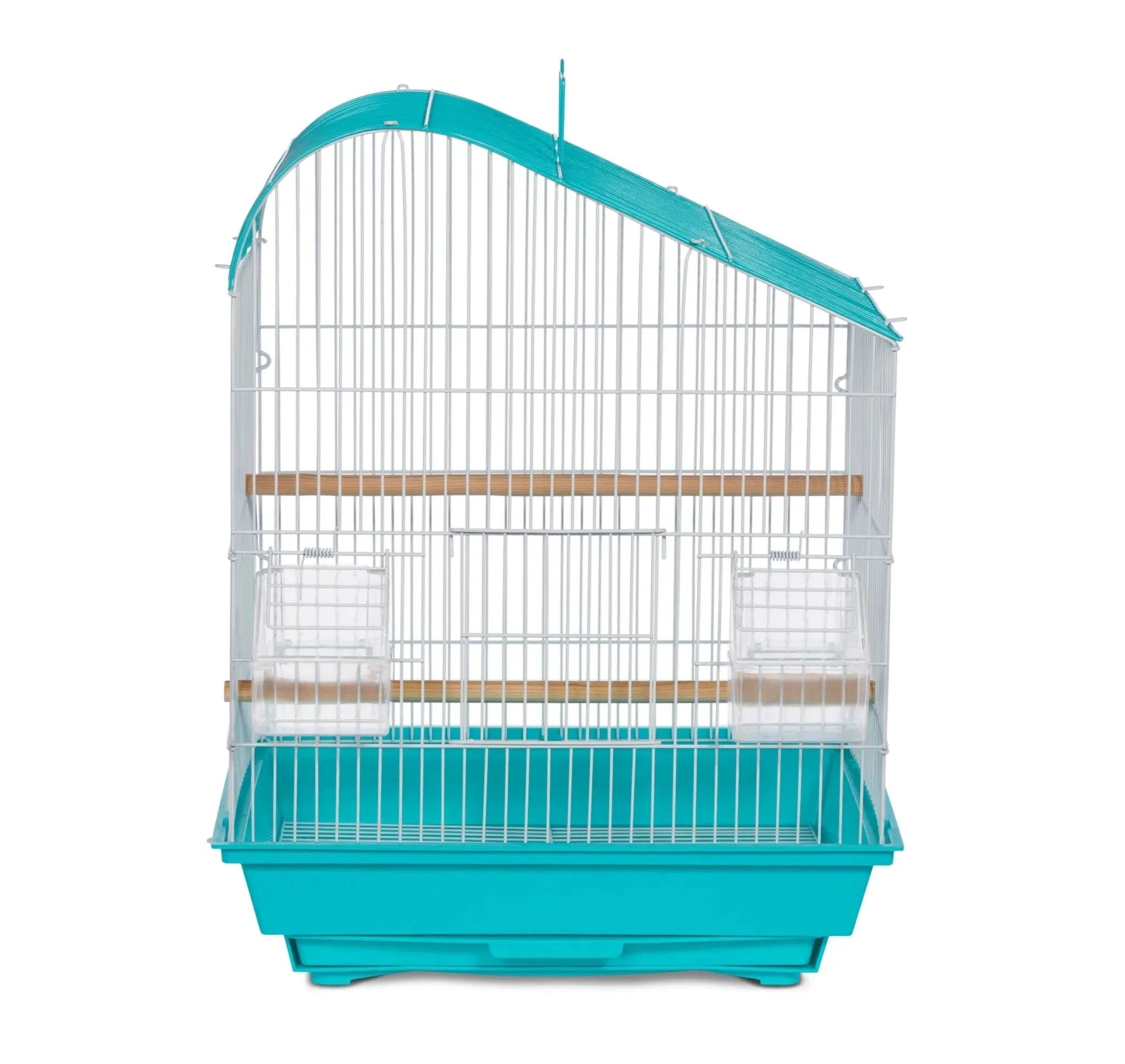 Prevue Palm Beach Teardrop Roof Budgie Cage, Aqua & White - Quill & Roost