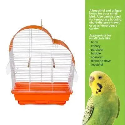 Prevue Palm Beach Waterfall Roof Budgie Cage, Orange & White - Quill & Roost