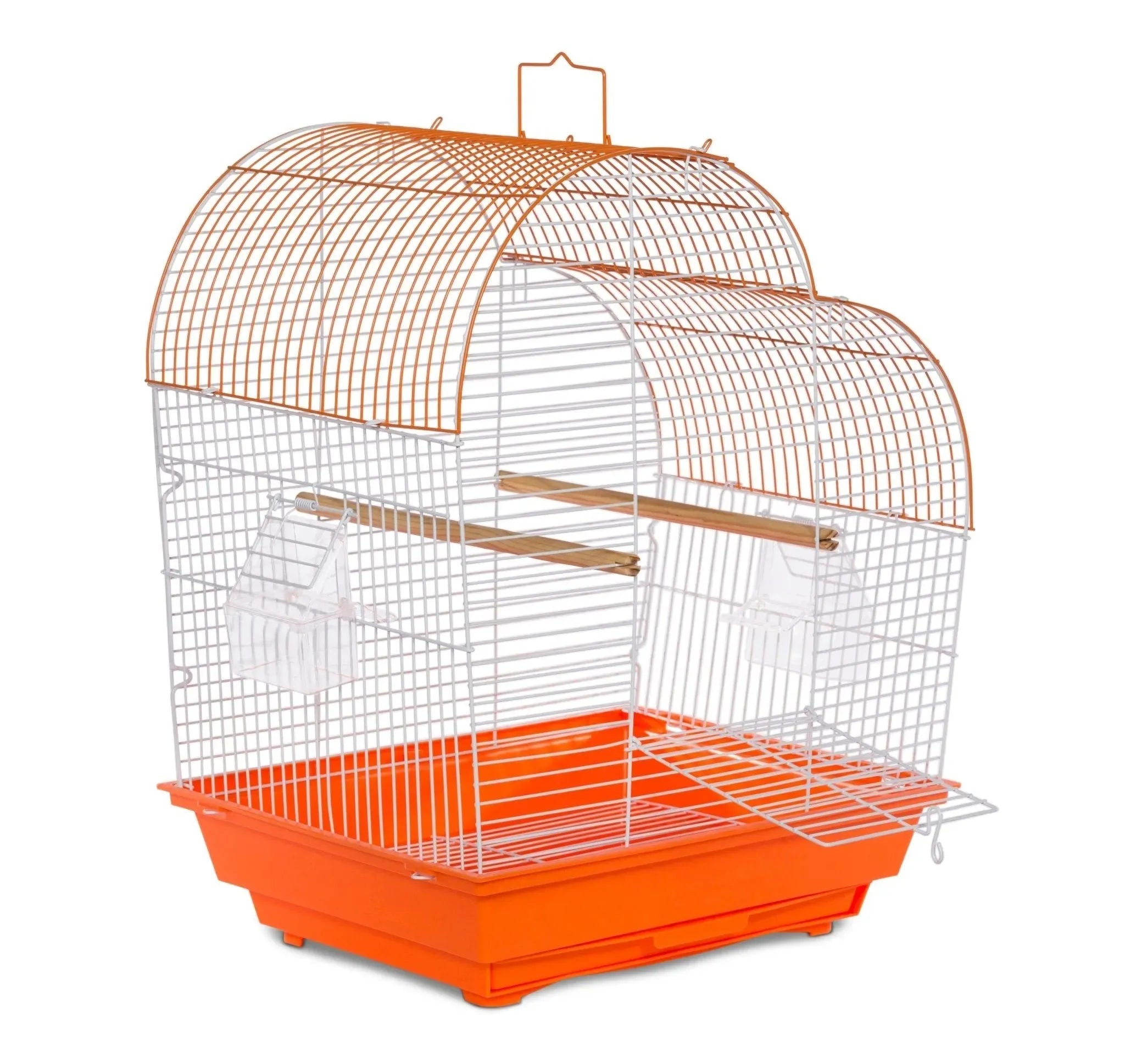 Prevue Palm Beach Waterfall Roof Budgie Cage, Orange & White - Quill & Roost