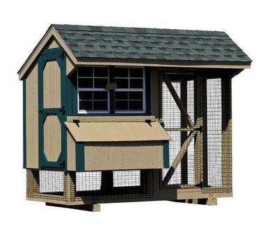 Quaker Combination Chicken Coop w/ Attached Run - 4'x8' - Quill & Roost