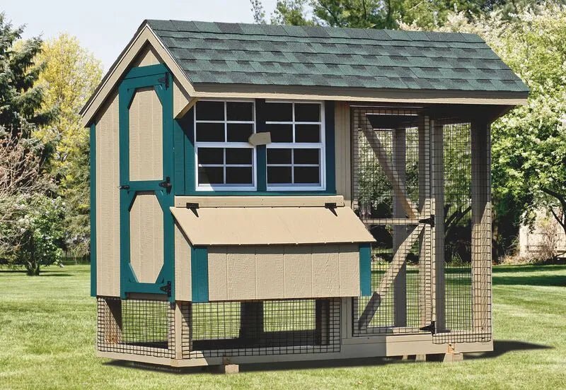 Quaker Combination Chicken Coop w/ Attached Run - 4'x8' - Quill & Roost