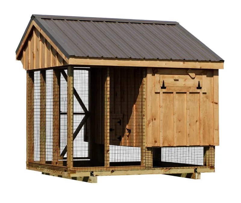 Quaker Combination Chicken Coop w/ Attached Run - 4'x8' - Quill & Roost