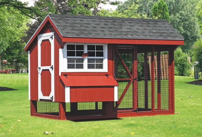 Quaker Combination Chicken Coop w/ Attached Run - 6'x10' - Quill & Roost