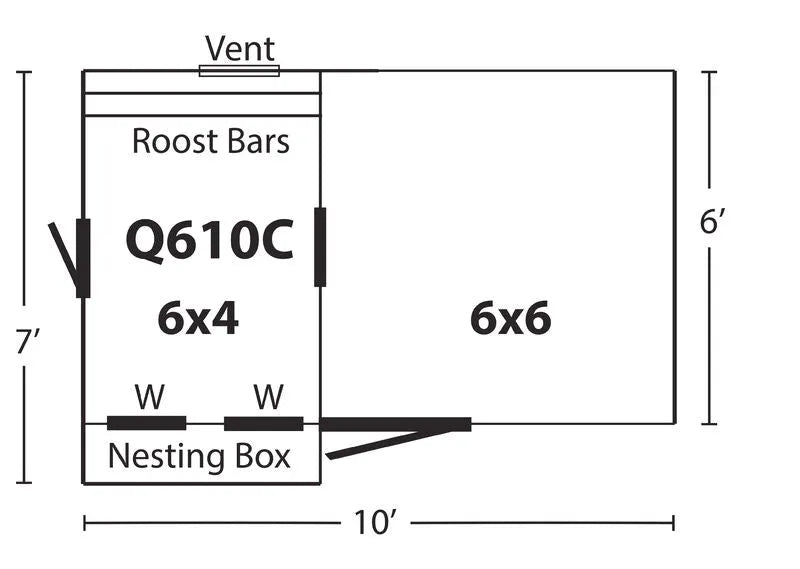 Quaker Combination Chicken Coop w/ Attached Run - 6'x10' - Quill & Roost