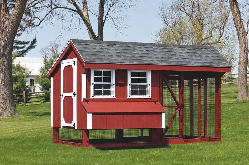 Quaker Combination Chicken Coop w/ Attached Run - 6'x12' - Quill & Roost