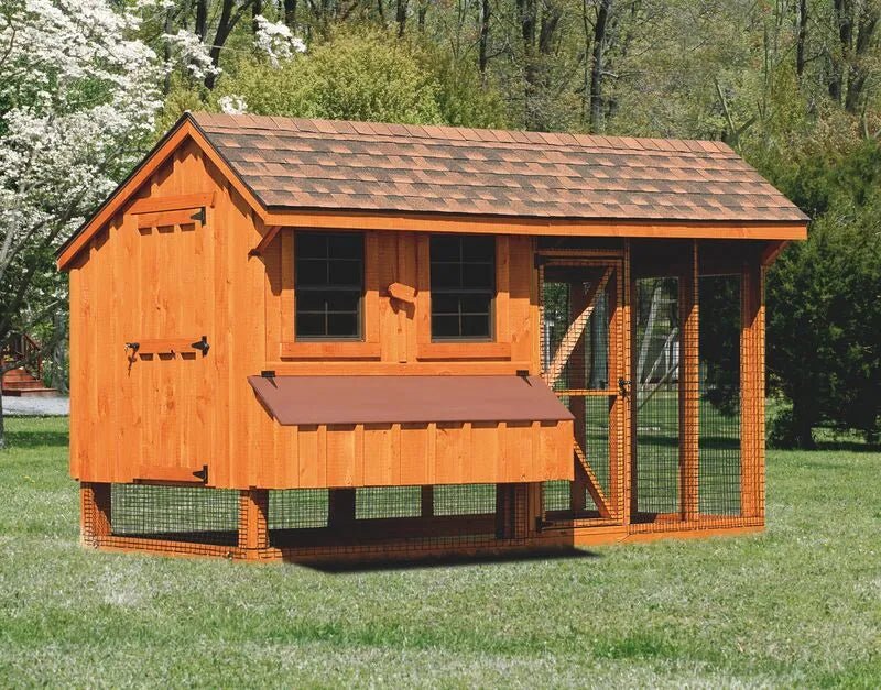 Quaker Combination Chicken Coop w/ Attached Run - 6'x12' - Quill & Roost