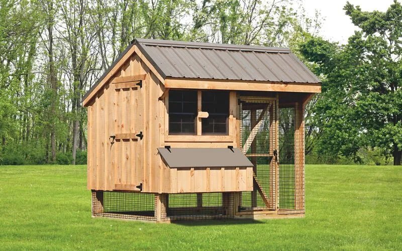 Quaker Combination Chicken Coop w/ Attached Run - 6'x8' - Quill & Roost