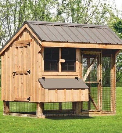 Quaker Combination Chicken Coop w/ Attached Run - 6'x8' - Quill & Roost