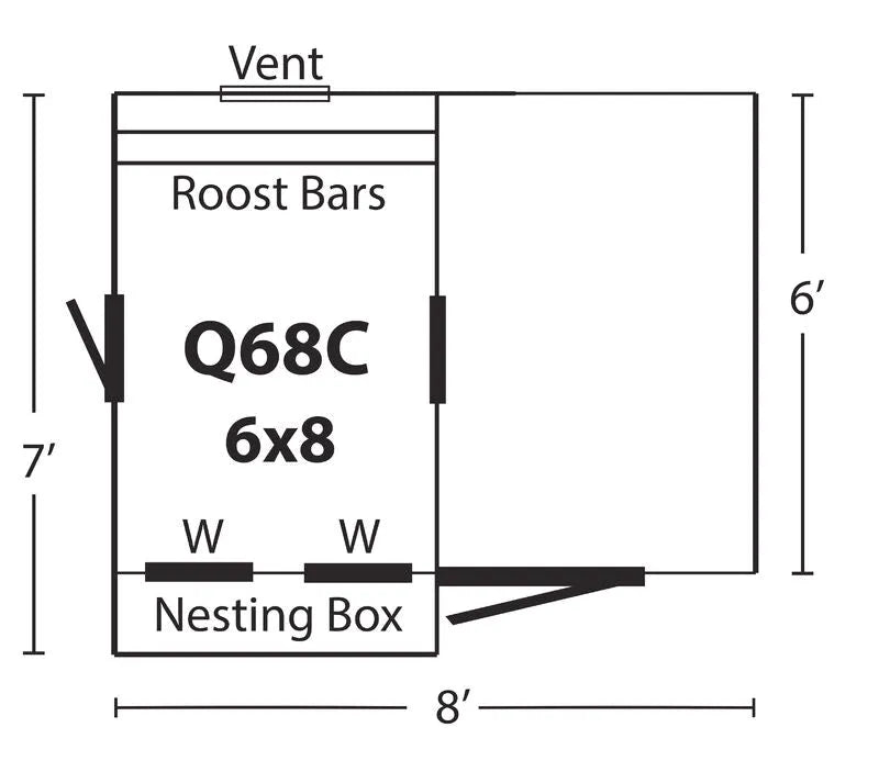 Quaker Combination Chicken Coop w/ Attached Run - 6'x8' - Quill & Roost