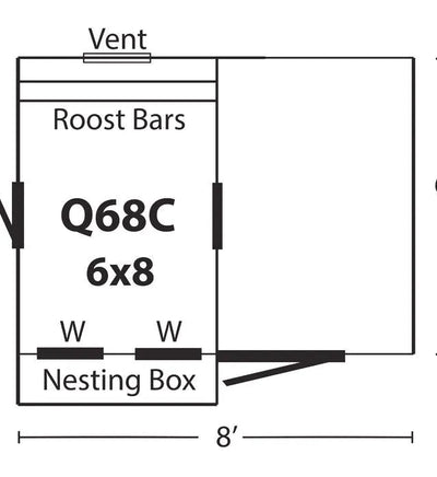 Quaker Combination Chicken Coop w/ Attached Run - 6'x8' - Quill & Roost