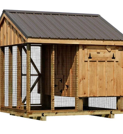 Quaker Combination Chicken Coop w/ Attached Run - 6'x8' - Quill & Roost