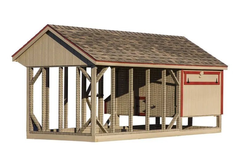 Quaker Combination Chicken Coop w/ Attached Run - 7'x16' - Quill & Roost