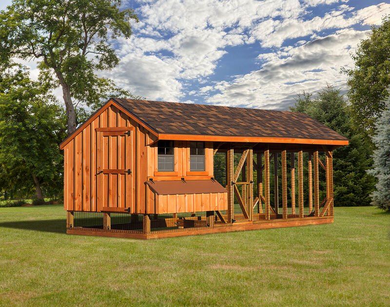 Quaker Combination Chicken Coop w/ Attached Run - 7'x20' - Quill & Roost