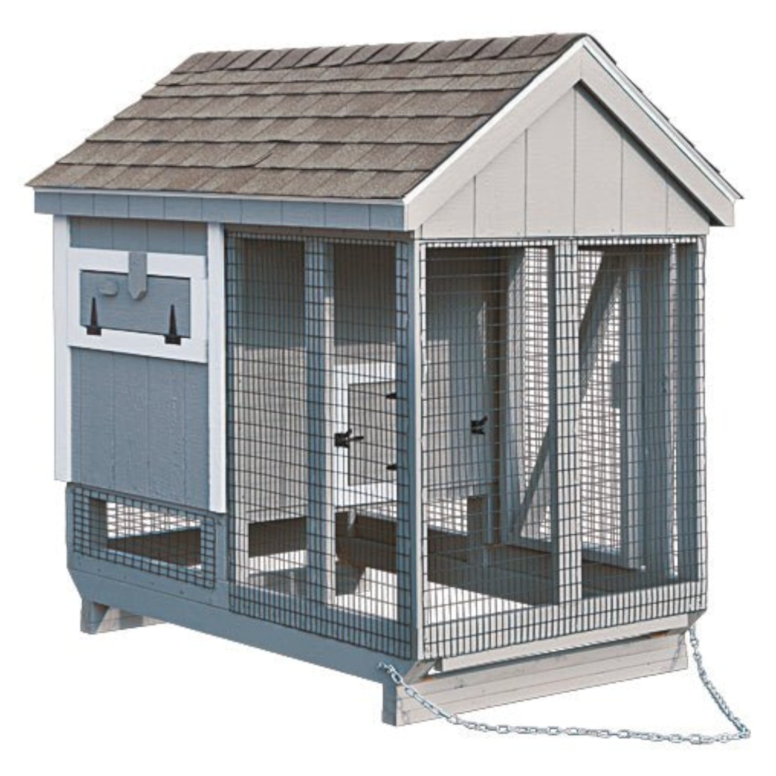 small-a-frame-chicken-coop-with-nest-boxes-back-view-gray-and-white-duratemp-siding